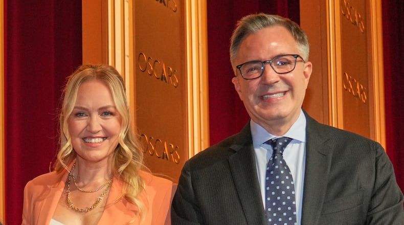 FILE - Academy of Motion Picture Arts and Sciences President Lynette Howell Taylor, left, and CEO of the Academy of Motion Picture Arts and Sciences, Bill Kramer, appear during the 98th Academy Awards nominations announcement in Beverly Hills, Calif., on Jan. 22, 2026. (Photo by Jordan Strauss/Invision/AP, File)