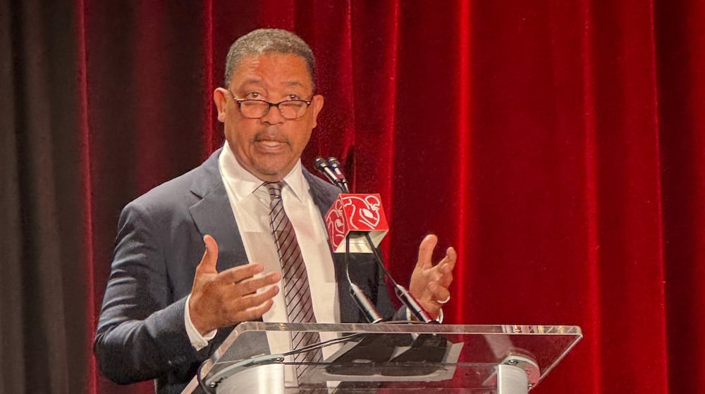NFL Players Association interim executive director David White speaks at the union’s annual news conference, Tuesday, Feb. 3, 2026, in San Francisco, ahead of the Super Bowl 60 NFL football game between the New England Patriots and the Seattle Seahawks. (AP Photo/Rob Maaddi)