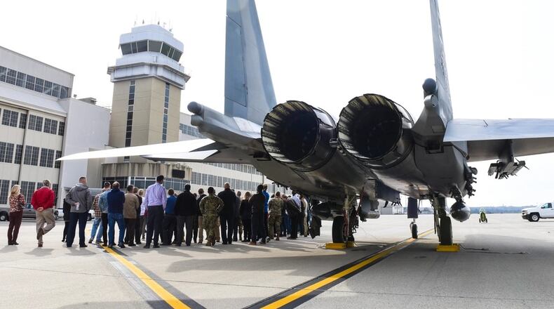 Members of the Air Force Life Cycle Management Center’s F-15EX program office take an up-close look inside one of the jets they support during a visit to Wright-Patterson Air Force Base, Ohio, Nov. 9, 2021. The F-15 visited Wright-Patt to give AFLCMC’s program office the opportunity to see the aircraft up close.
(U.S. Air Force photo by Jaima Fogg)