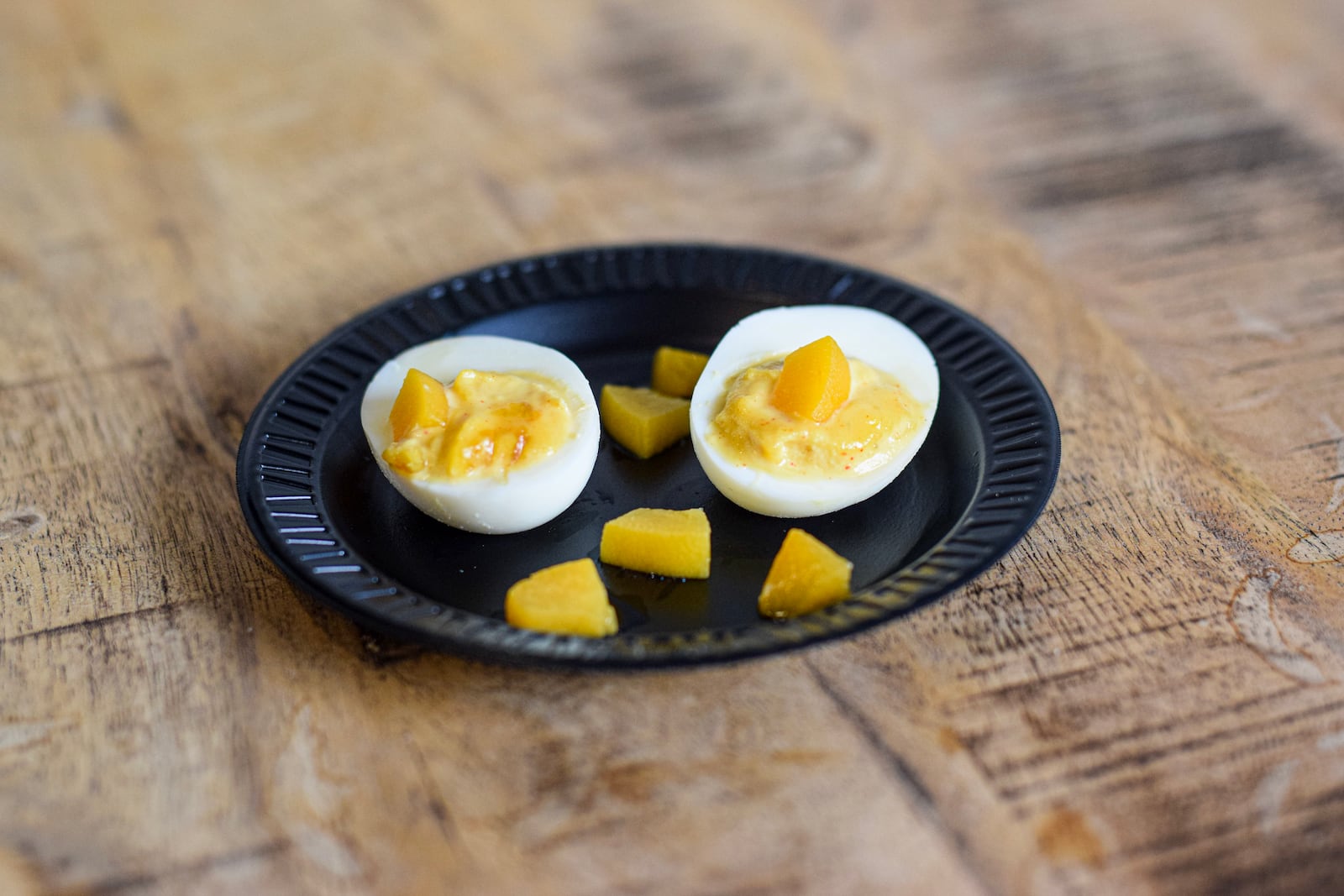 The Ohio Poultry Association has several new deviled egg flavors including Sriracha Peach (CONTRIBUTED PHOTO).