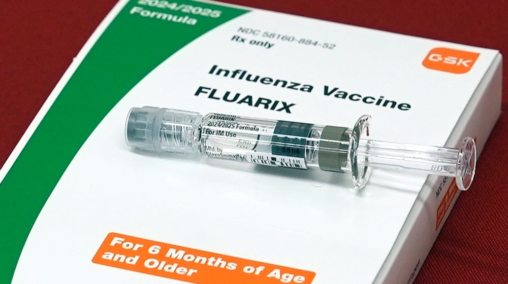 FILE - A flu vaccine is displayed at a pharmacy in New York, on Tuesday, Sept. 24, 2024. (AP Photo/Mary Conlon, File)