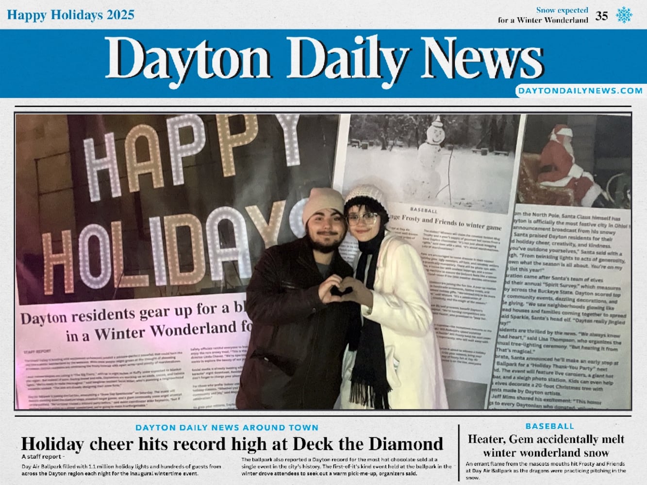 "Front Page News" photo booth photos from Deck the Diamond