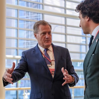 Congressman Mike Turner speaks to delegates following the NATO Parliamentary Assembly Monday, May 26, 2025. BRYANT BILLING / STAFF
