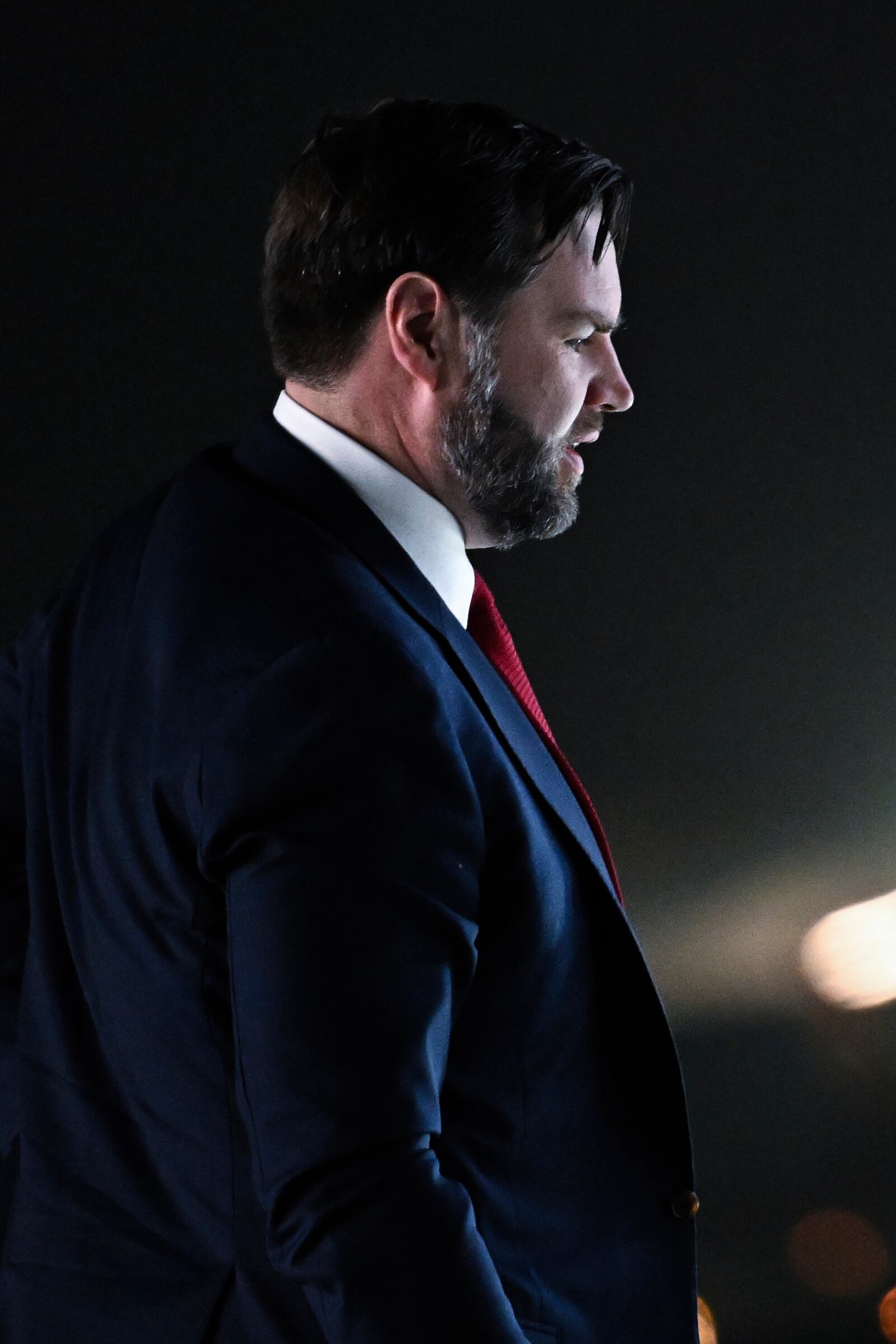 U.S. Vice President JD Vance departs New Delhi en route to Jaipur, India, Monday, April 21, 2025. (Kenny Holston/The New York Times via AP, Pool)