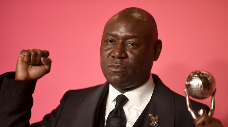Benjamin Crump poses with the social justice impact award in the press room at the 54th NAACP Image Awards on Saturday, Feb. 25, 2023, at the Civic Auditorium in Pasadena, Calif. (Photo by Richard Shotwell/Invision/AP)
