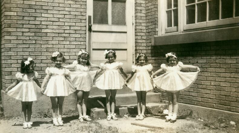 The Sheer Dance Studio was located on the second floor of the I.O.O.F Union Hall Building at 13 S. Fountain. This sweet photo from 1938 shows little girls from her dance class, identified left to right: Marilyn Jean Abraham, Barbara Jean Parke, Marilyn Jean Ansevire, Marie Ingling, Barbara Ellen Huffman, and Jean Elizabeth Morrison.  PHOTO COURTESY OF THE CLARK COUNTY HISTORICAL SOCIETY