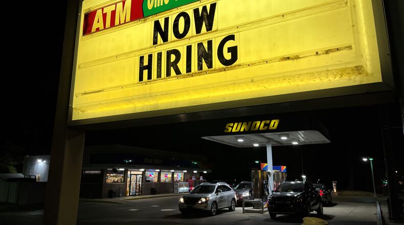 A Sunoco gas station in Dayton was looking for workers. CORNELIUS FROLIK / STAFF