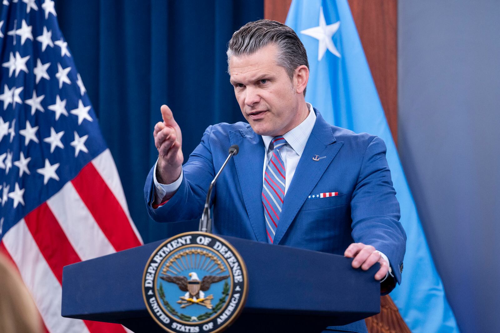 Defense Secretary Pete Hegseth speaks during a news conference at the Pentagon, Thursday, June 26, 2025 in Washington. (AP Photo/Kevin Wolf)