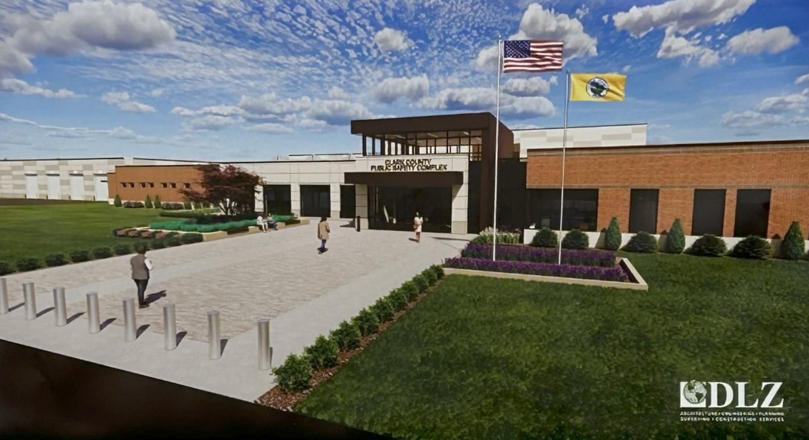 A rendering of the new Clark County public safety building and jail by DLZ. They performed a feasibility study in 2018 and updated it in 2023, creating a report analyzing the attainability of building a new jail and public safety building. Brooke Spurlock/Staff