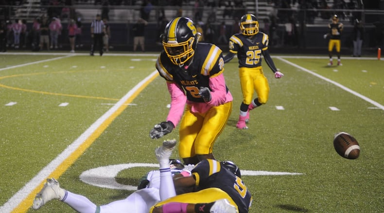 Springfield DB Moses Douglass (2). Northmont defeated host Springfield 22-10 in a Week 7 GWOC crossover game on Friday, Oct. 6, 2017. MARC PENDLETON / STAFF