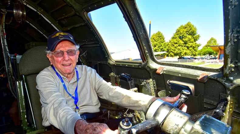 WWII Veteran Don Muncy sits in a B-29 at Springfield Municipal Airport on June 18 PROVIDED