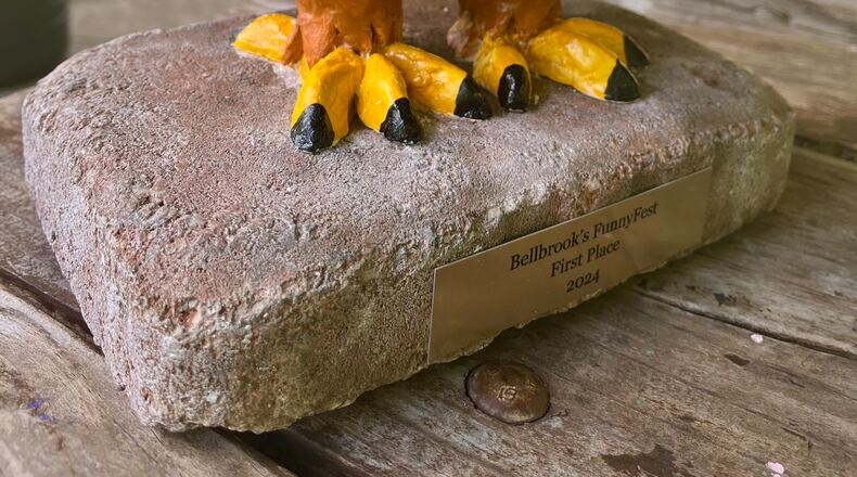 This Eagle sculpture awaits the winner of the first Bellbrook FunnyFest, this Saturday at 4 p.m. at Bellbrock Park. CONTRIBUTED