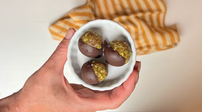 Dubai Chocolate inspired cookie balls include Medjool dates on the ingredients list. WHITNEY KLING/CONTRIBUTED