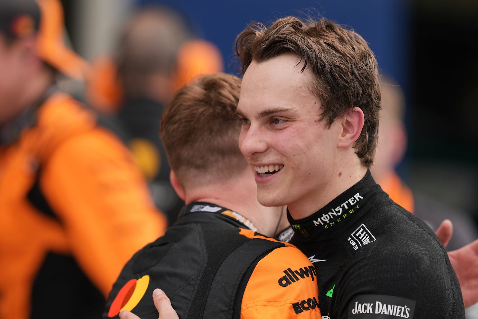 McLaren driver Oscar Piastri of Australia smiles after winning the Formula One Miami Grand Prix auto race Sunday, May 4, 2025, in Miami Gardens. Fla. (AP Photo/Rebecca Blackwell)
