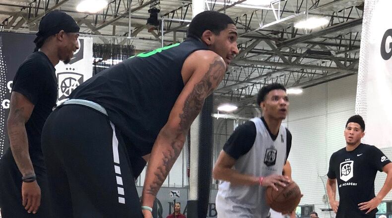 Dayton’s Obi Toppin competes at the Nike Skills Academy at the Mamba Sports Academy in Thousand Oaks, Calif. Photo by Victor Monaros