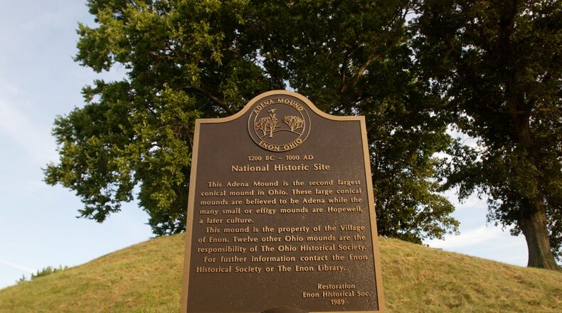 Adena Mound is the largest conical mound in the state. The mound is located on Mound Circle in the Enon neighborhood. Staff photo