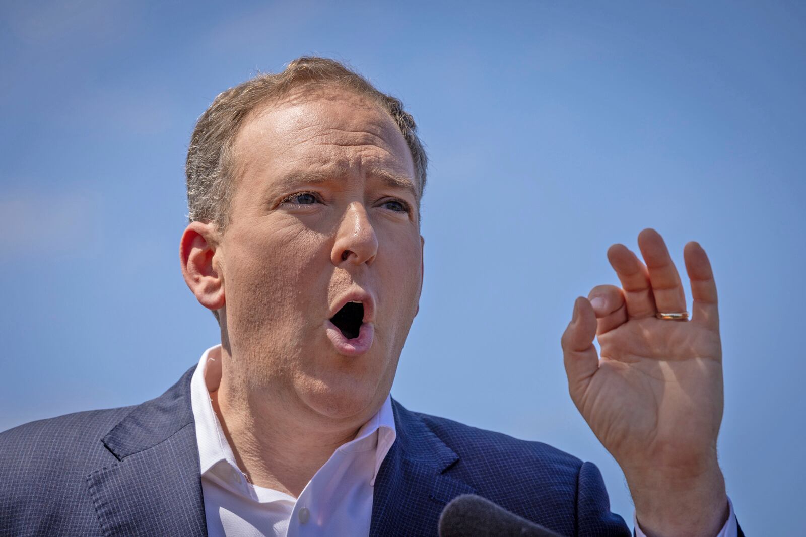 EPA Administrator Lee Zeldin speaks during a press conference for an update on the ongoing Tijuana River sewage crisis Tuesday, April 22, 2025, in San Diego. (Ana Ramirez/The San Diego Union-Tribune via AP)