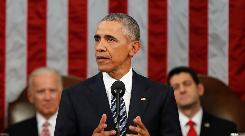 President Barack Obama delivers his State of the Union address before a joint session of Congress on Capitol Hill in Washington, Tuesday, Jan. 12, 2016. (AP Photo/Evan Vucci, Pool)