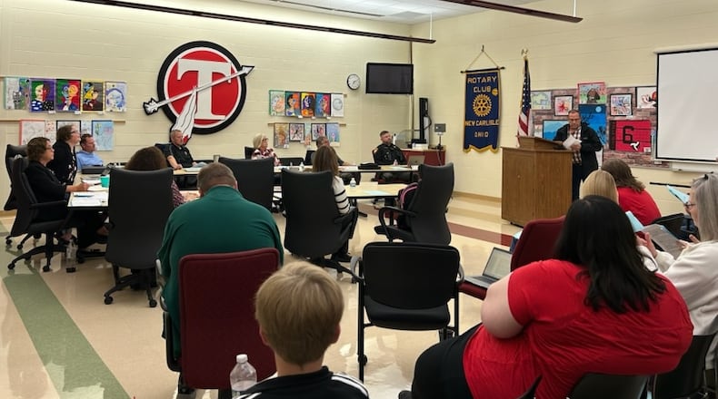 Tecumseh Local School District Board of Education held a meeting on Nov. 19 to discuss items including arming staff and the released time for religious instruction policy. Brooke Spurlock/Staff