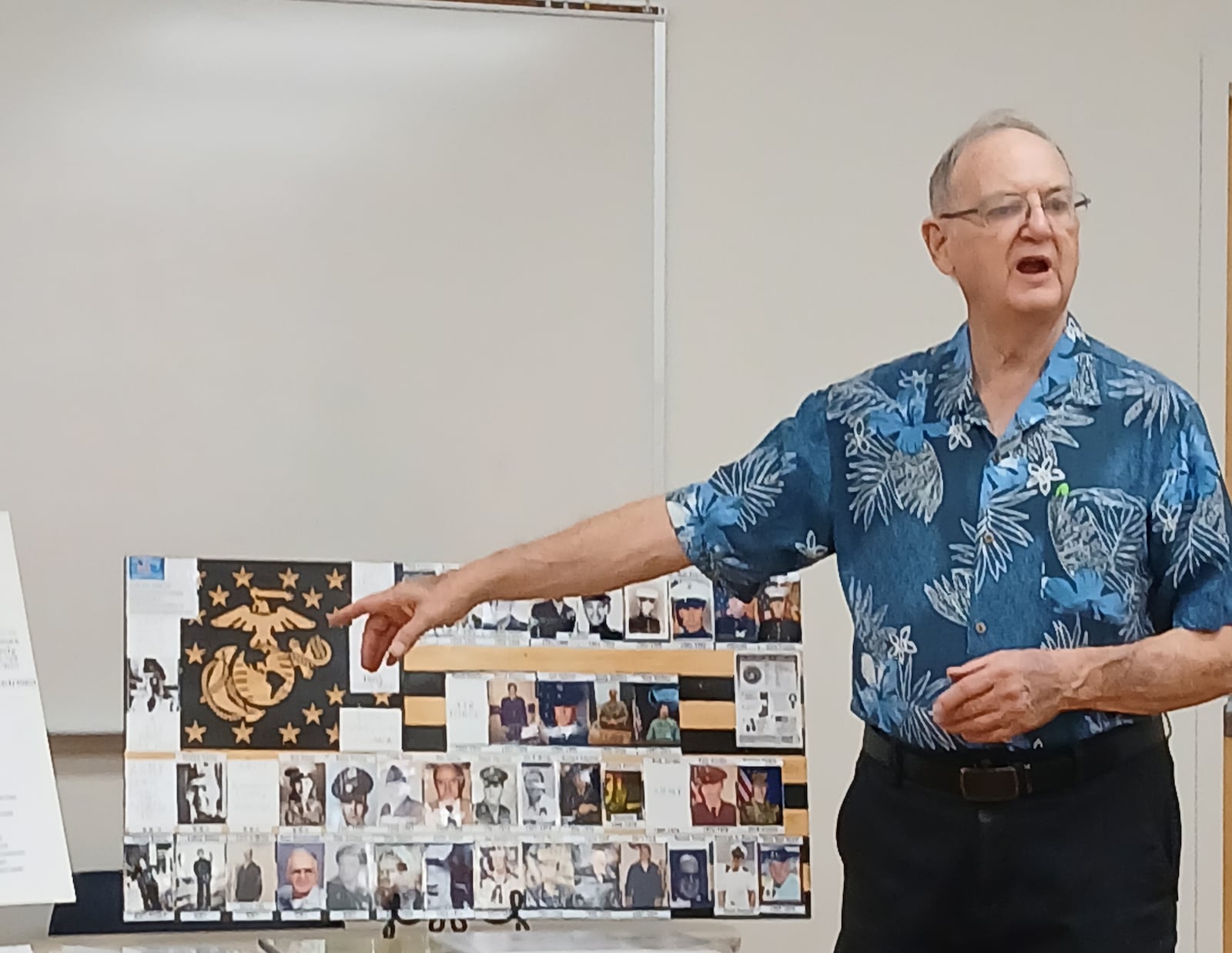Springfielder Robert Everly shared his family's history at the Clark County Genealogical Society's September meeting held at the Park Library branch. Robert displayed his family flag of honor, which includes pictures of extended family members' U.S. military careers. He and multi-family members have traced their roots from numerous family trees back to ancestors arriving on the Mayflower. Family bloodlines have travelled with Lewis & Clark and even helped build the moon rover. For more information about the society, email clark.gen.soc@gmail or call 937-323-4728. CONTRIBUTED