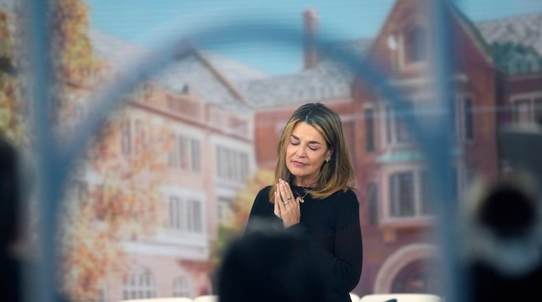 Savannah Guthrie visits the Today show at Rockefeller Plaza in New York on Thursday, March 5, 2026. (Photo by Charles Sykes/Invision/AP)