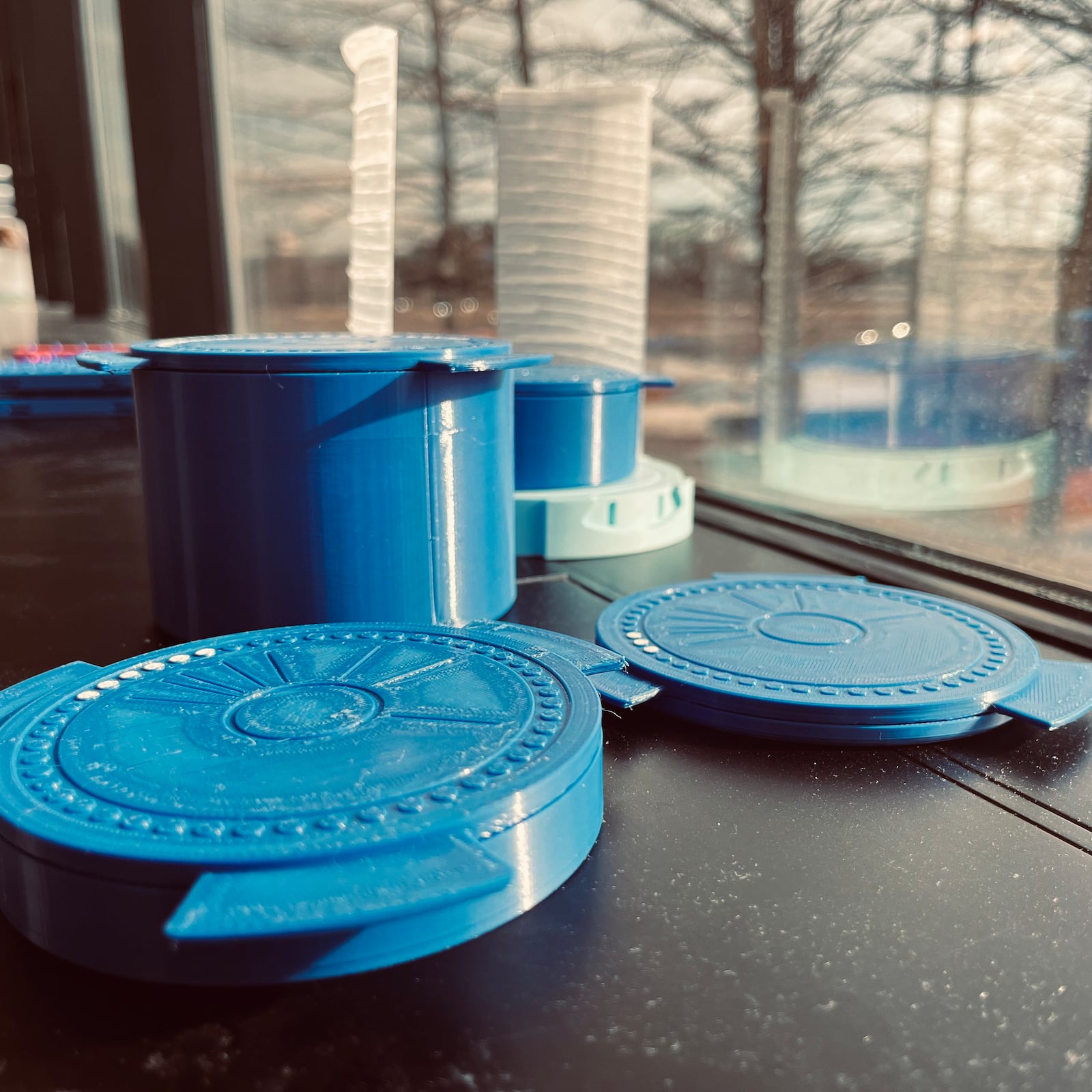 Jenna Stout won Cedarville University's first place at the Pitch, a shark-tank style entrepreneurial competition. Here is a close-up view of blue 3D-printed components highlights the detailed design and craftsmanship of Brightpond Designs’ modular product prototypes. PHOTO BY JENNA STOUT, CEDARVILLE UNIVERSITY / CONTRIBUTED