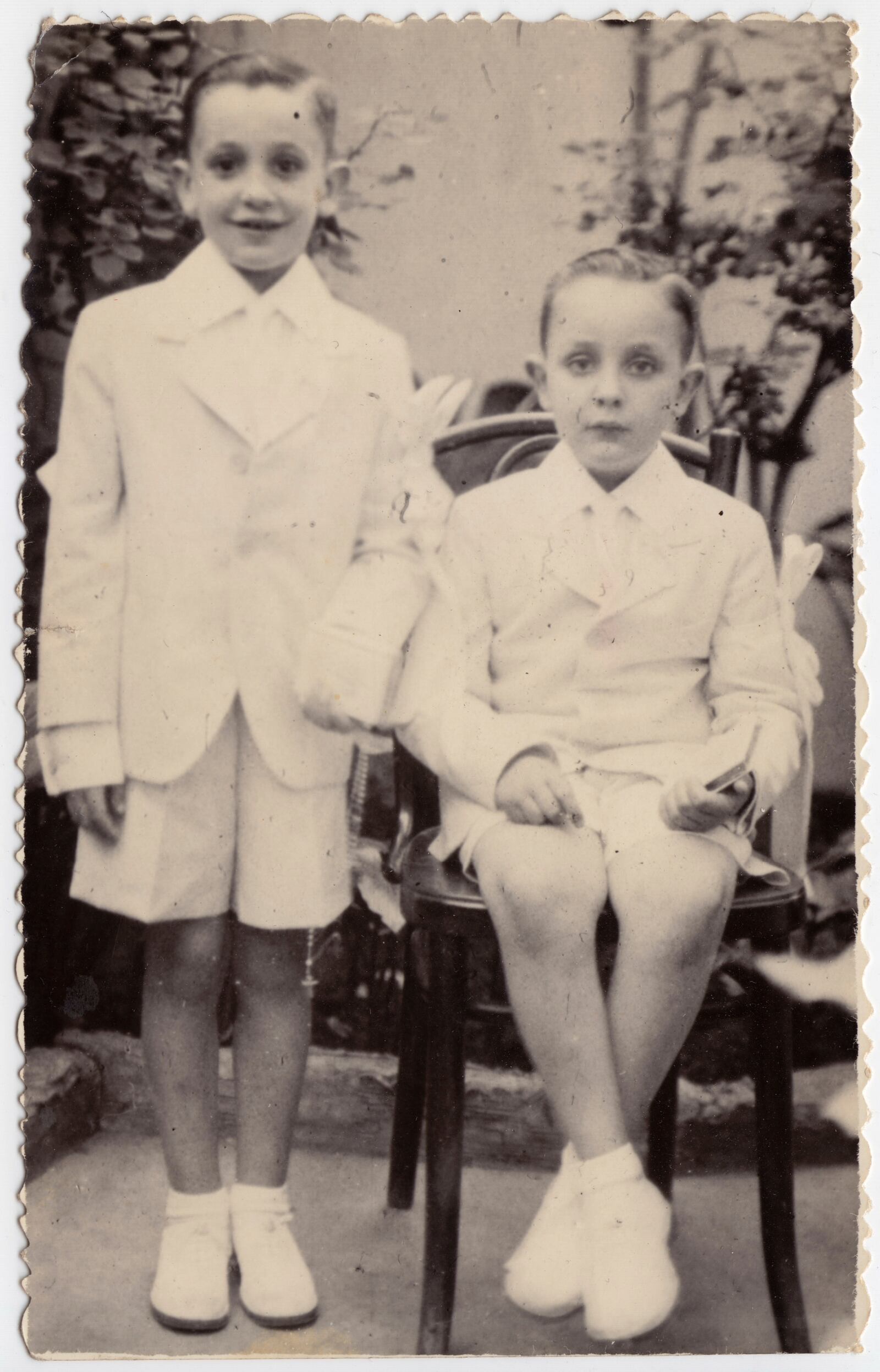 FILE - This undated handout reproduction photo made available by Maria Elena Bergoglio, shows Jorge Mario Bergoglio, left, and his brother Oscar, posing for a photo in Buenos Aires, Argentina. (Bergoglio family photo via AP, File)