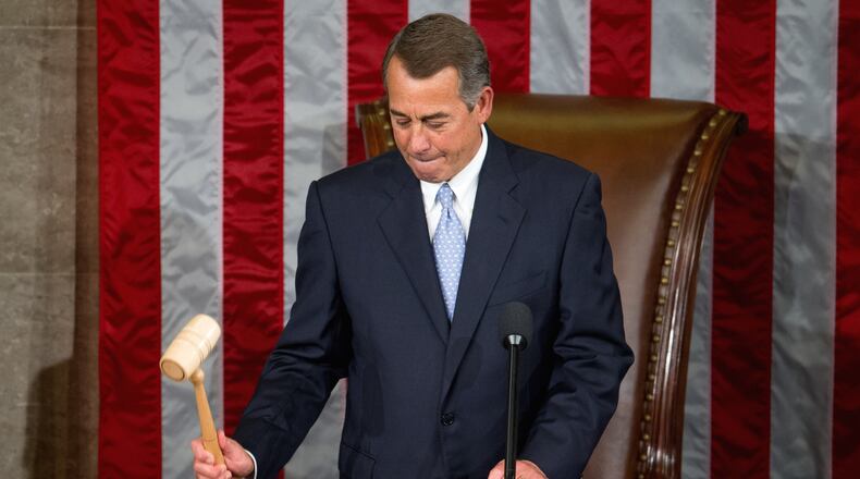 Outgoing House Speaker John Boehner of Ohio gavels in the House Chamber on Capitol Hill in Washington, Thursday, Oct. 29, 2015, as Rep. Paul Ryan, R-Wis., is expected to be voted in as the new House Speaker. (AP Photo/Andrew Harnik)