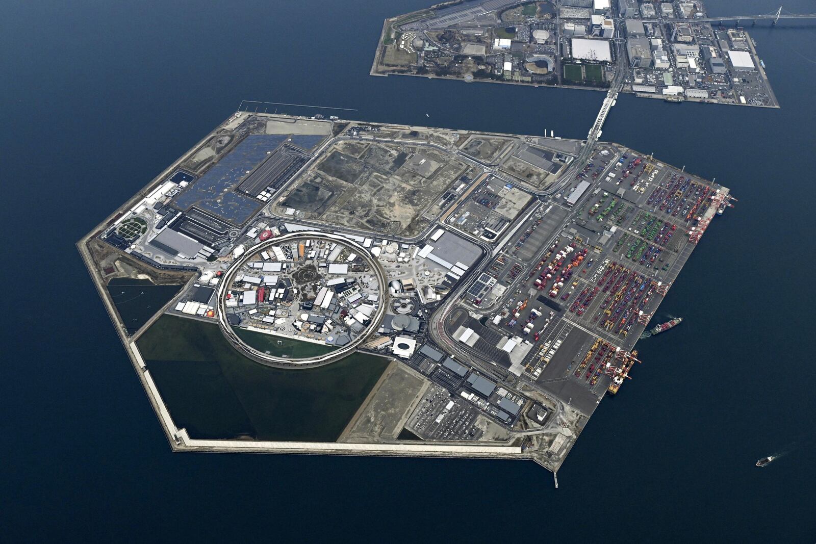 The Grand Ring is seen on March 8, 2025 prior to the opening of Osaka Expo 2025 in Osaka, western Japan. (Kyodo News via AP)