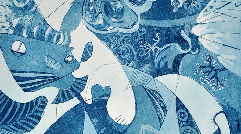 This is a detail from a print made by artist Sherraid Scott. This piece will be raffled off at the Dayton Printmaker’s Cooperative sale on Dec. 1.