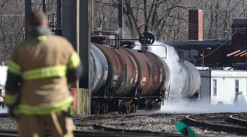 A Freon leak following a rail tanker explosion created a hazmat incident on tracks near South Burnett Road Tuesday, March 3, 2020, in Springfield Twp.