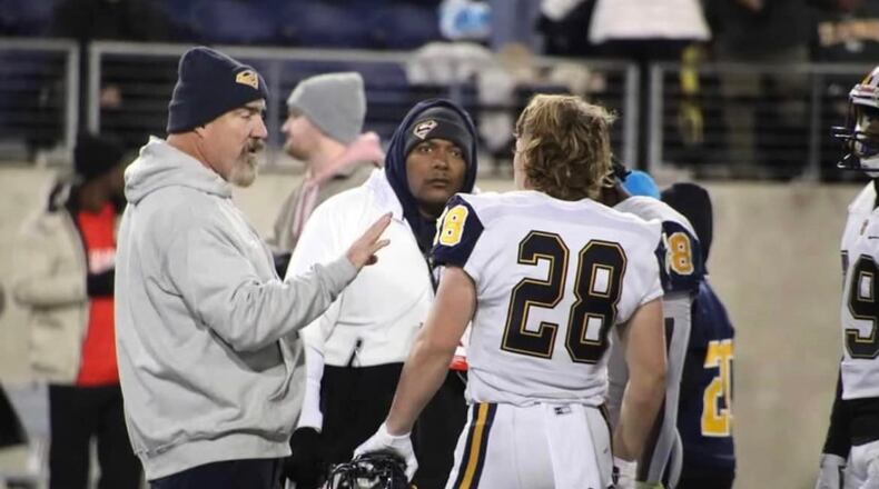 Danny Dellapina on the sideline with Springfield football. Contributed photo
