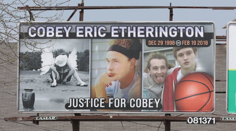 Cobey Etherington’s family has taken out a billboard in Springfield so people don’t forget his case. This is the second family to do this after a shooting death. Bill Lackey/Staff