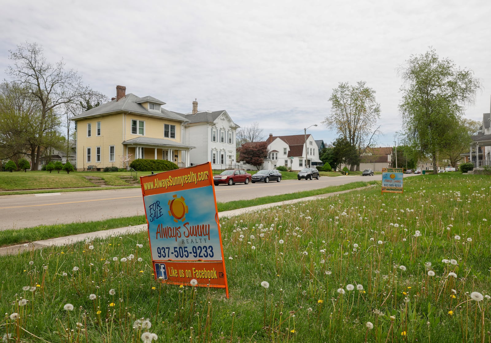 Homes that are for sale sit near the intersection of East Ward Street and Garfield Avenue Wednesday, April 30, 2025, in Springfield. JOSEPH COOKE/STAFF
