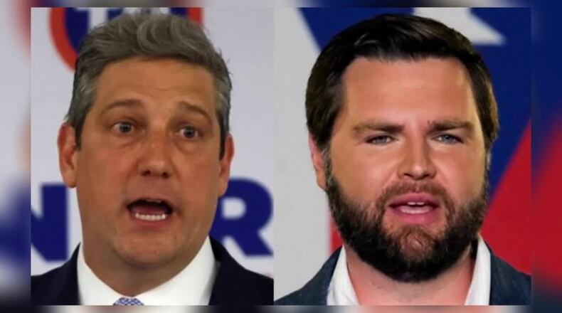 U.S. Rep. Tim Ryan, D-Howland Twp., (left) and J.D. Vance, a Republican businessman from Cincinnati, (right) are running for U.S. Senate in the Nov. 8, 2022 General Election.