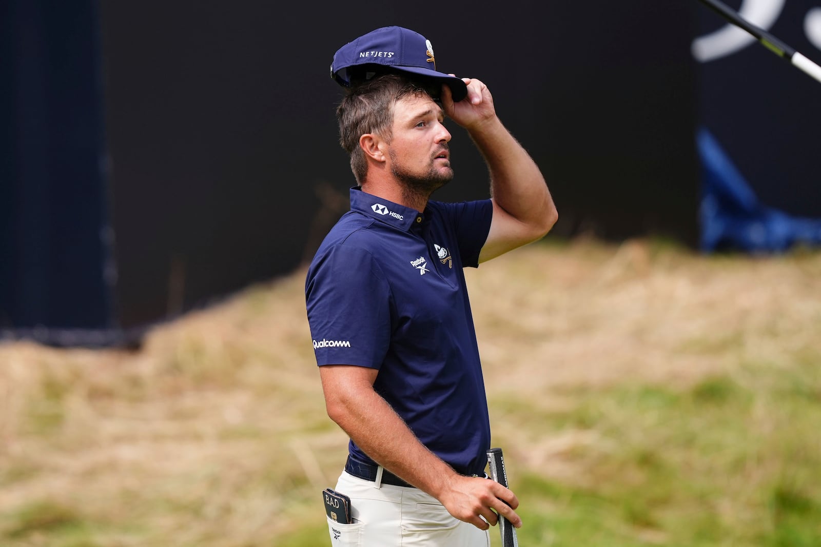 USA's Bryson DeChambeau on the 18th green during the final round of the British Open golf championship at the Royal Portrush Golf Club, Northern Ireland, Sunday, July 20, 2025. (Mike Egerton/PA via AP)