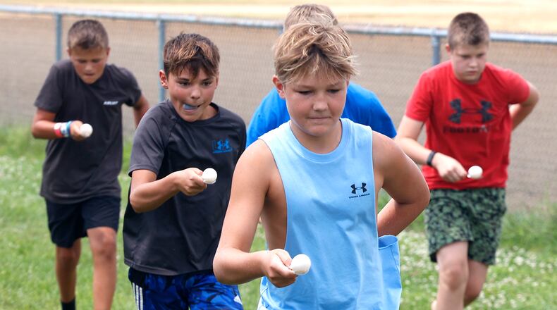 Young people have fun during the Exchange Club's 75th Kid's Day games at the Clark County Fair Wednesday, July 24, 2024. BILL LACKEY/STAFF