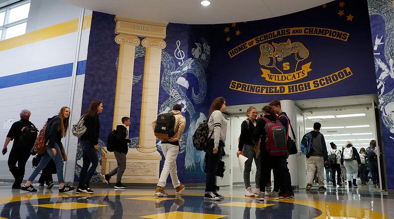 Springfield High School students change class Wednesday. Bill Lackey/Staff