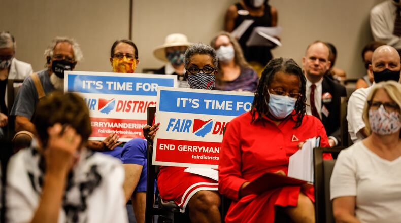 Ohio State legislators held a redistricting conference Tuesday, Aug. 24, 2021, at Sinclair College in Dayton. The redistricting commission is holding crowd-and - panel meetings all across the state. Jim Noelker/Staff