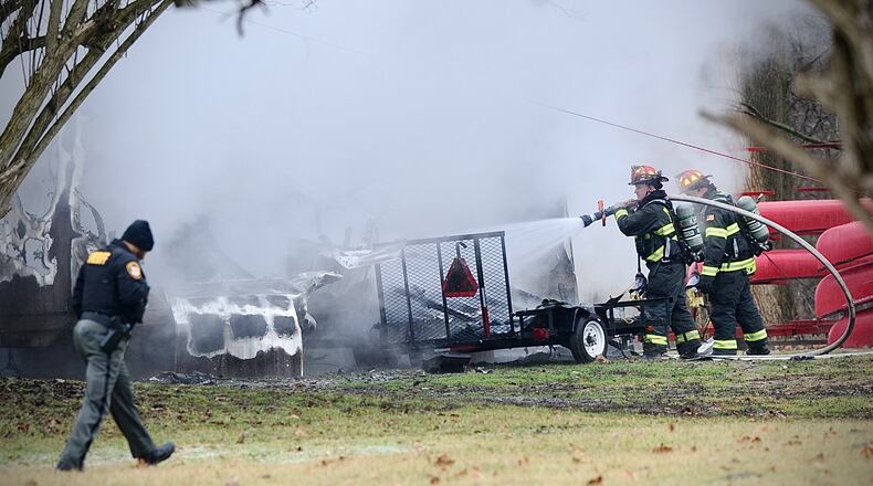 Bethel Twp. fire department responds to a fire at Mad River Adventures canoe livery at 5605 Lower Valley Pike on Tuesday, January 30, 2024. MARSHALL GORBY \STAFF