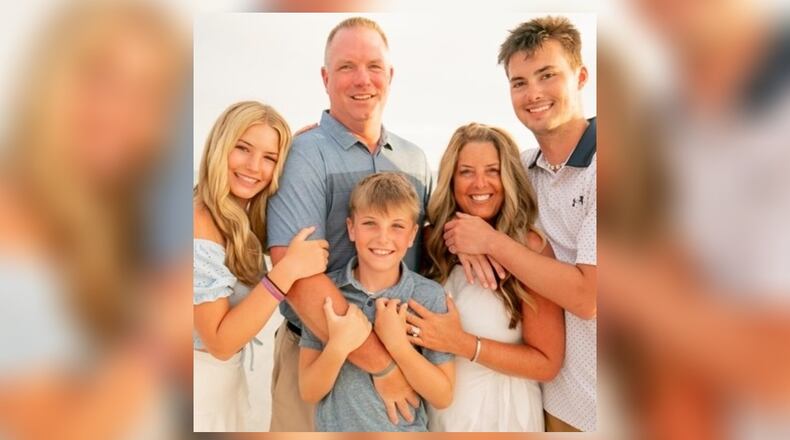 Riley Blankenship (far right) with his family, from left: sister Reese, stepdad David Warren, brother Joey, and mom Jen Warren. CONTRIBUTED