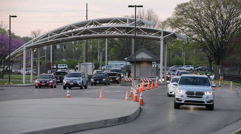 Traffic entering Gate 12A flowed through all lanes on April 19 at Wright-Patterson Air Force Base. U.S. AIR FORCE PHOTO/TY GREENLEES