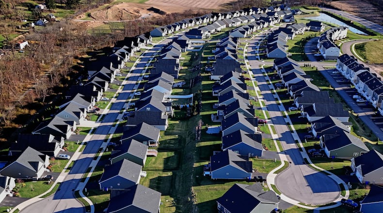 FILE - A housing development in Cranberry Township, Pa., is seen on March 29, 2024. (AP Photo/Gene J. Puskar, File)