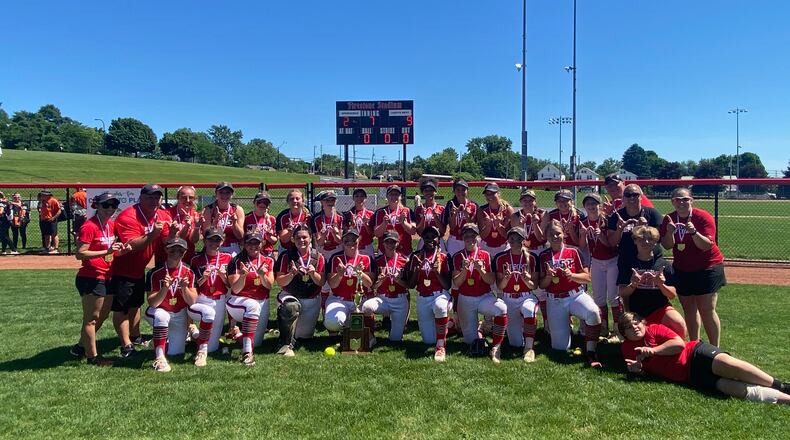 The Lakota West softball team poses for a photo after winning the Division I state championship on Saturday, June 4, 2022, at Firestone Stadium in Akron. Photo courtesy of Lakota West
