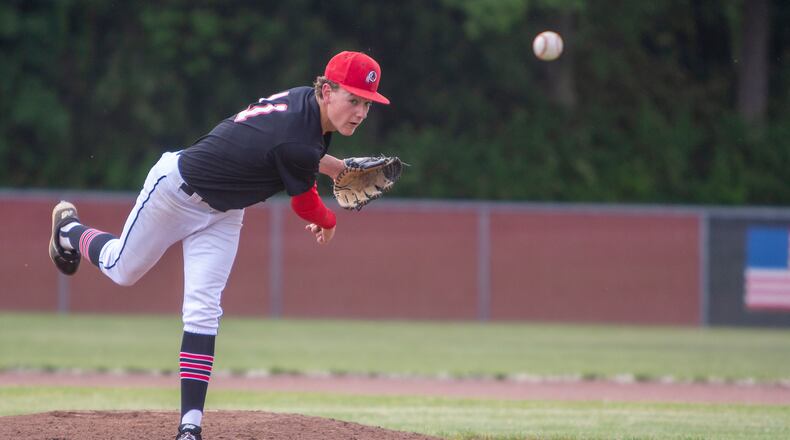 Cedarville junior Caden McKinion held Dayton Christian to two hits and struck out seven Monday to lead the Indians to a 10-0 victory in a Division IV district semifinal. Jeff Gilbert/CONTRIBUTED