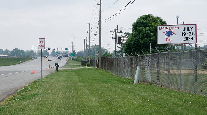 A section of land along Ohio Route 41 and the Clark County Fairgrounds that the county plans to develop Monday, May 6, 2024. BILL LACKEY/STAFF