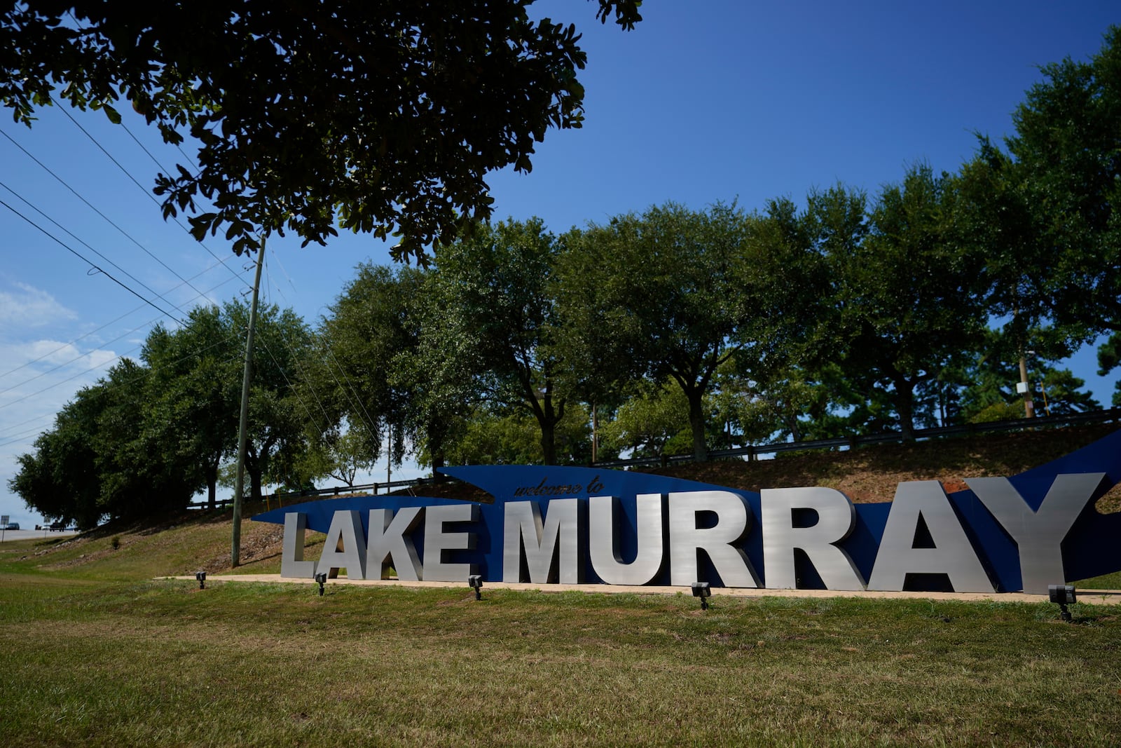 Signage for Lake Murray is seen on Tuesday, July 29, 2025, in Columbia, S.C. (AP Photo/Erik Verduzco)