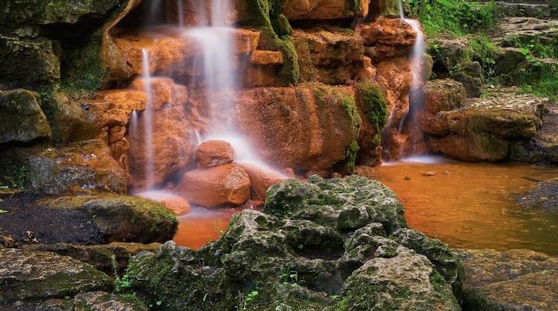 The actual springs in Yellow Springs at Glen Helen, a 1,000-acre nature preserve with 25 miles of trails, about 30 minutes from Dayton. The famous spring carries 60 gallons of iron-rich water to the surface every minute, according to Glen Helen.