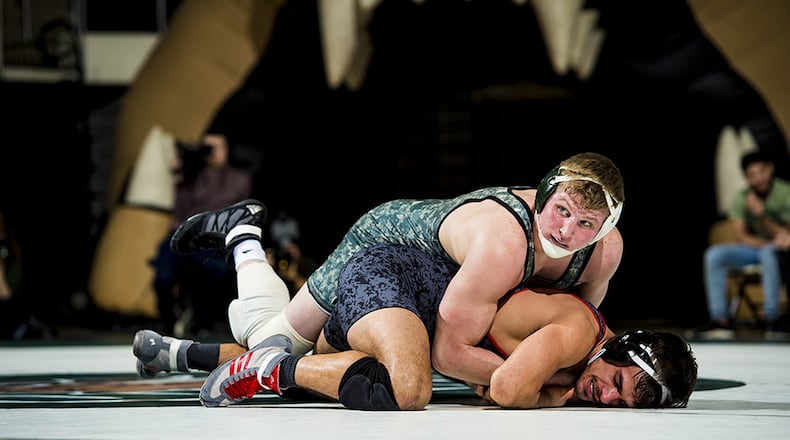 Ohio University wrestler Austin Reese competes during the 2017-18 season. Photo courtesy of Ohio Media Relations