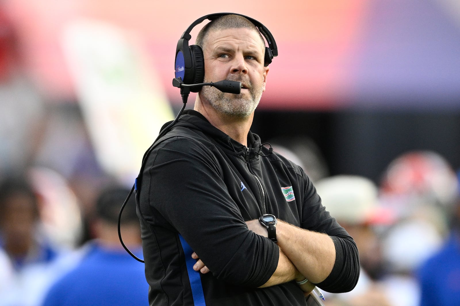 FILE - Florida head coach Billy Napier looks on from the sideline against Georgia during the first half of an NCAA college football game against Georgia, Nov. 2, 2024, in Jacksonville, Fla. (AP Photo/Phelan M. Ebenhack)
